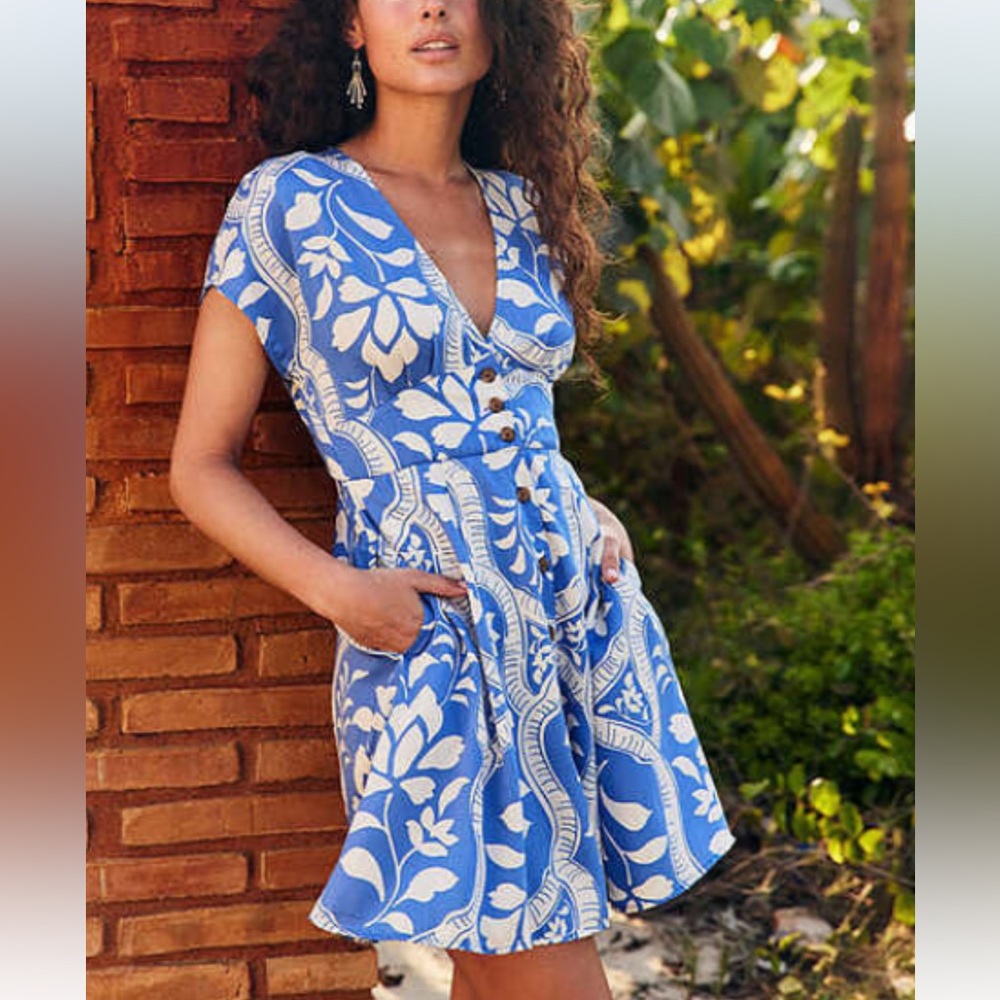 Marine Layer Camila Mini Dress in Oaxacan Tile Print